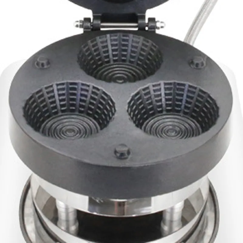 Waffle Cone Maker - เครื่องทำวาฟเฟิลไอศกรีมแบบสามหลุมเชิงพาณิชย์ อุปกรณ์ผลิตวาฟเฟิลไอศกรีม เครื่องทำวาฟเฟิลสำหรับร้านขายขนม