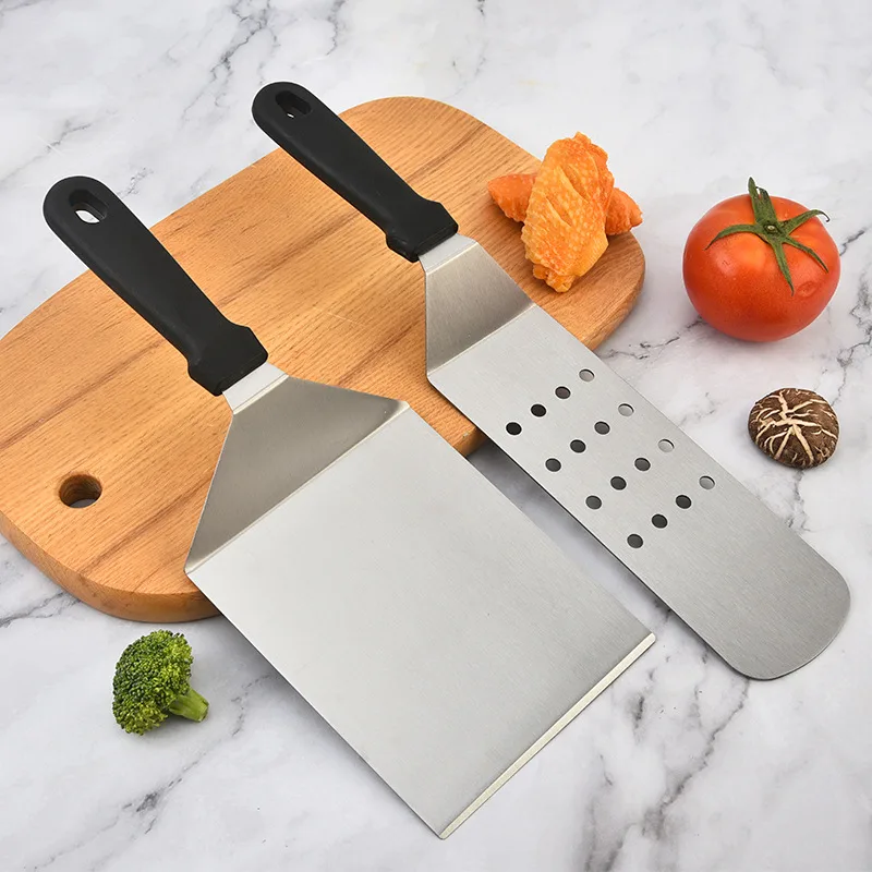Okonomiyaki Spatula - ห้องครัวสแตนเลส Scraper ทําอาหาร Spatula ไม้พายบาร์บีคิวแผ่นไม้พายบาร์บีคิวแฮมเบอร์เกอร์ไม้พายอุปกรณ์ทําอาหาร