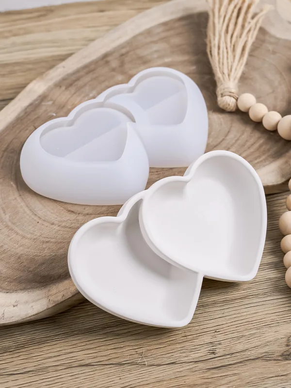 Potsticker Mold - DIY หัวใจคู่ชามเทียนแม่พิมพ์ซิลิโคน Love เครื่องประดับถาดคอนกรีตปูนปลาสเตอร์แม่พิมพ์กระถางดอกไม้เรซินแม่พิมพ์ตกแต่งบ้าน