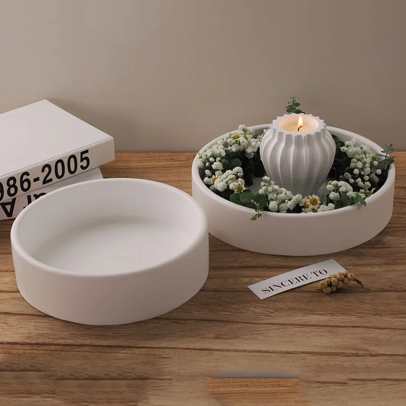 Potsticker Mold - แม่พิมพ์ซิลิโคนสำหรับใส่เทียนทำจากซีเมนต์ใช้กลางแจ้งแม่พิมพ์คอนกรีตฐานกระถางต้นไม้ทำจากที่ตักปูนเจสโมไนต์