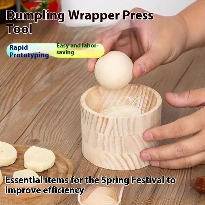 Dumpling Press Set - ชุดทำเกี๊ยวไม้ 1 ชุด - เครื่องกดแป้งแบบใช้มือ |