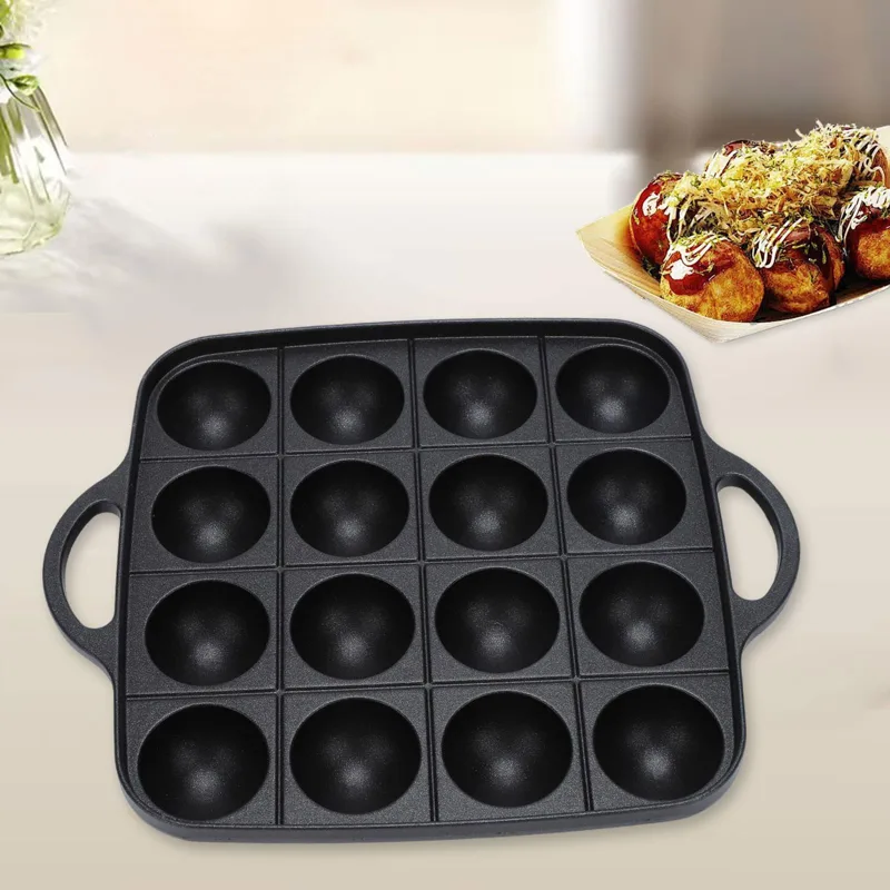 Takoyaki Grill Plate - กระทะย่างทาโกะยากิ 16 ช่องทำความสะอาดง่ายอเนกประสงค์แผ่นทำทาโกะยากิเครื่องทำลูกชิ้นถาดอบสำหรับตั้งแคมป์