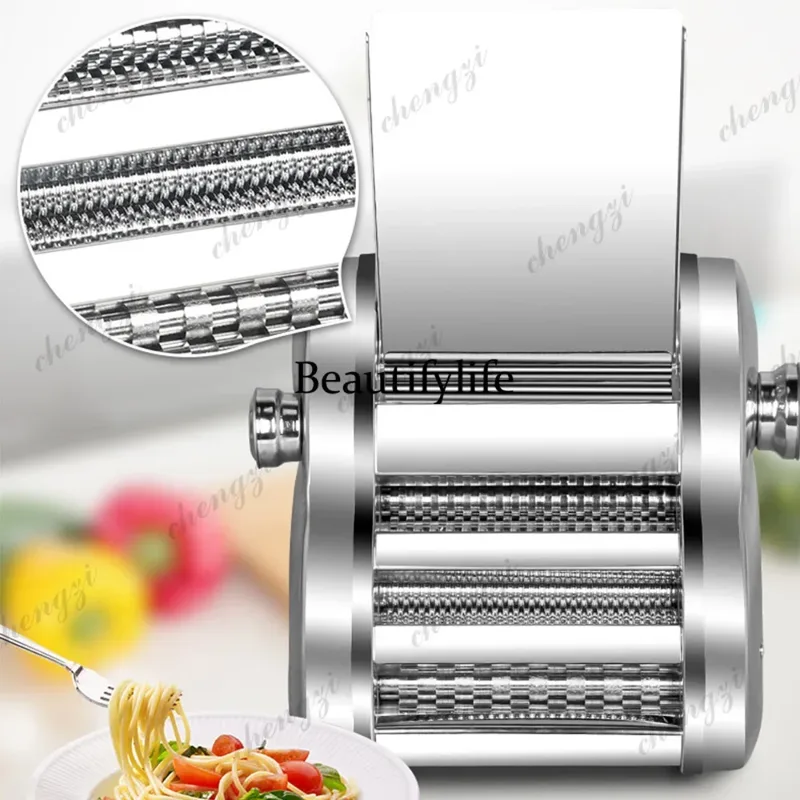 Dumpling Press Set - เครื่องทำแป้งเกี๊ยวไฟฟ้า N138 เครื่องทำพาสต้าพร้อมชุดใบมีด 4 แบบ เครื่องกดแป้งเหล็กสำหรับใช้ในบ้าน