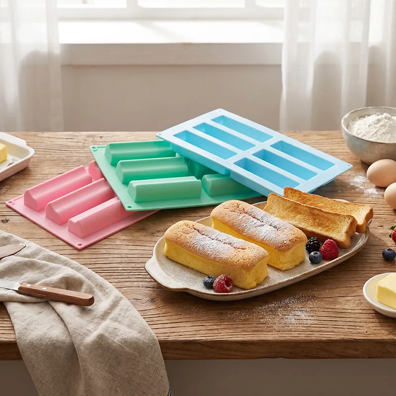 Donut Mold Silicone - ถาดเค้กแบบหลอด 6 ช่อง, แม่พิมพ์อบซิลิโคนแบบไม่ติด, เหมาะสำหรับคัพเค้ก, โดนัท,
