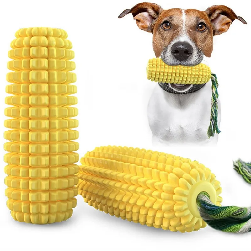 Corn Dog Stick - ของเล่นขัดฟันรูปคอร์นด็อก ทนทาน ช่วยทำความสะอาดฟัน ของเล่นสำหรับลูกสุนัข ช่วยบรรเทาอาการปวดฟัน ของเล่นสำหรับสัตว์เลี้ยง