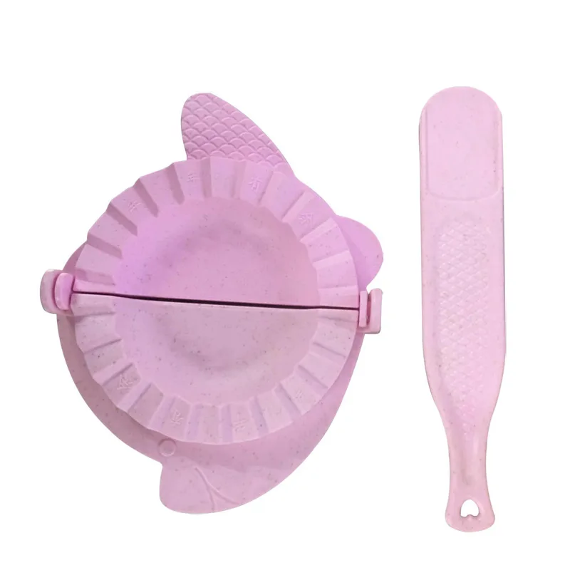 Dumpling Press Set - ชุดเครื่องทำเกี๊ยวจากฟางข้าวสาลี 2 ชิ้น สำหรับทำราวีโอลี ปีโรกี พร้อมเครื่องกดปิดผนึกแบบลูกฟูก