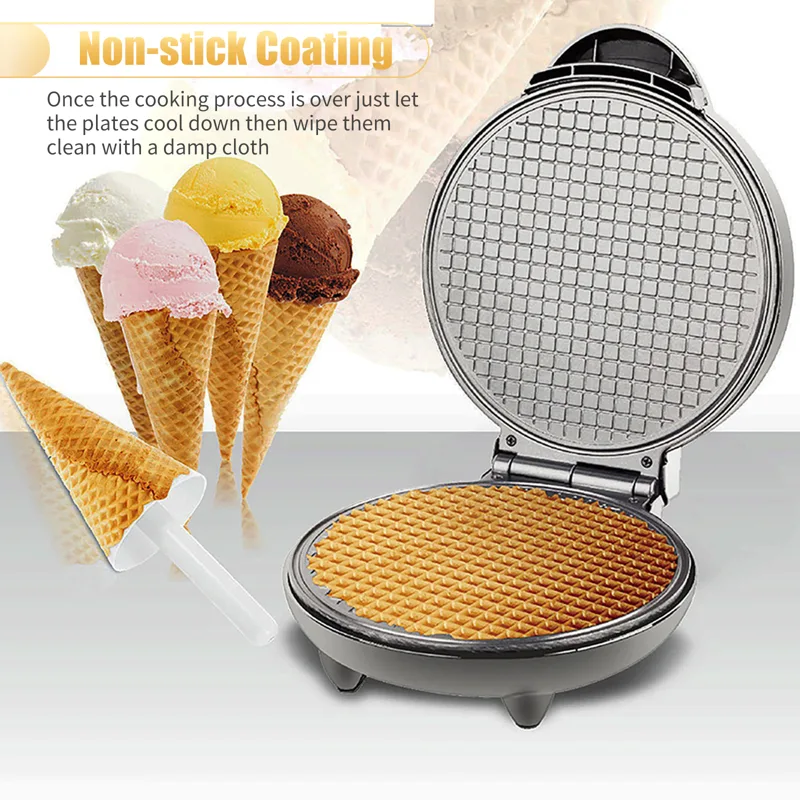 Waffle Cone Maker - เครื่องทำวาฟเฟิล 1200 วัตต์ เคลือบสารกันติด ทำขนมปังกรอบ ทำไอศกรีมโคน
