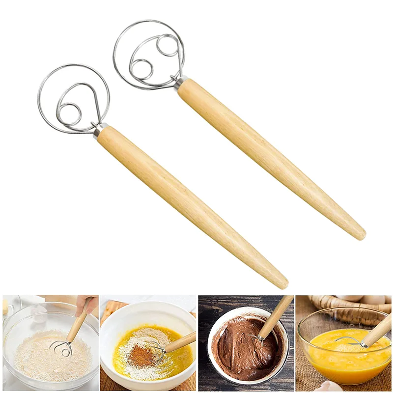 Danish Pancake Pan - มือขนาดใหญ่แป้งเดนมาร์กปัดเครื่องผสมขนมปังสแตนเลสเค้ก Pastry Dough Mixer Stick ไข่