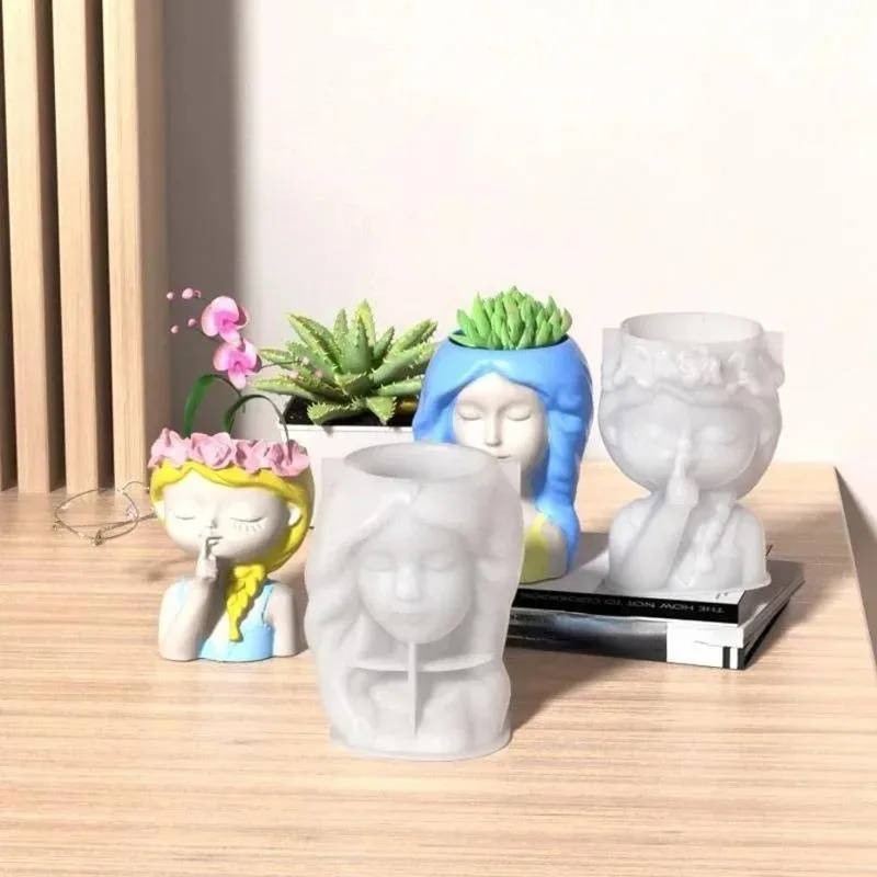 Potsticker Mold - แม่พิมพ์ซิลิโคน 1 ชิ้น แม่พิมพ์กระถางดอกไม้สาวน่ารัก 3 มิติ
