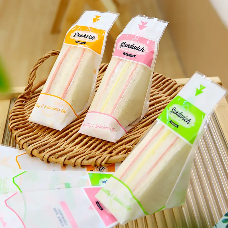 Spring Roll Wrapper - 100 ชิ้นห่อแซนวิชพิเศษทิ้งฉีกขาดง่ายโปร่งใสสามเหลี่ยมเค้กเบเกอรี่ขนมปังบรรจุภัณฑ์ถุง