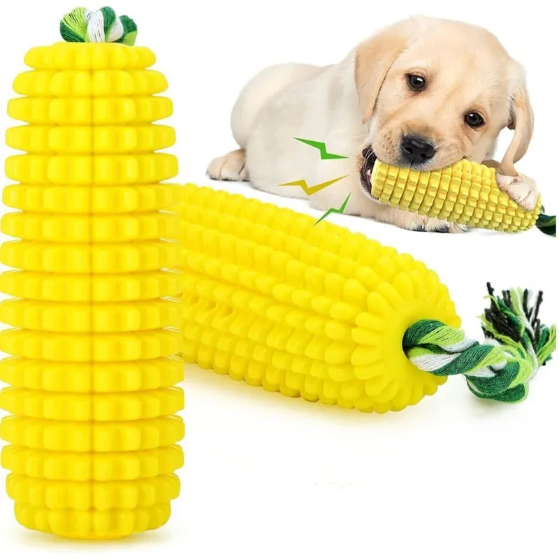 Corn Dog Stick - แท่งข้าวโพดยางเหนียวสำหรับสุนัข ดีไซน์รูปแท่งข้าวโพด มีเสียงดัง ช่วยดูแลสุขภาพฟัน ทนทาน
