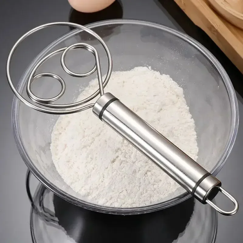 Danish Pancake Pan - ที่ตีแป้งขนมปังเดนมาร์ก ด้ามจับสแตนเลส อุปกรณ์ทำขนมในครัว เครื่องผสมแบบมือหมุน ที่ตีไข่ ที่ตีครีม