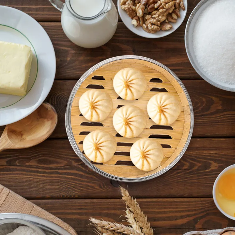 Bao Steamer Bamboo - ตะกร้านึ่งอาหารทำมือจากไม้ไผ่ขนาด 18 ซม. สำหรับนึ่งติ่มซำ ซาลาเปา ผัก