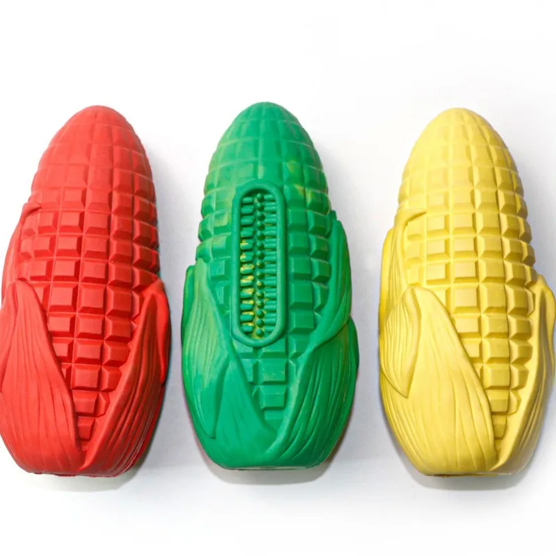 Corn Dog Stick - ของเล่นสัตว์เลี้ยงยอดนิยม: ข้าวโพดจำลองทำจากยาง ของเล่นแทะสำหรับสุนัขที่ทนทาน ช่วยทำความสะอาดฟันและมีเสียง