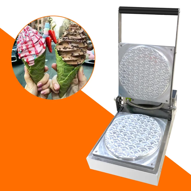 Waffle Cone Maker - เครื่องทำไอศกรีมโคนไฟฟ้า เครื่องทำวาฟเฟิลโคนเชิงพาณิชย์ รูปทรงสามเหลี่ยม พัดลมรูปทรงพัด สำหรับร้านขายขนม