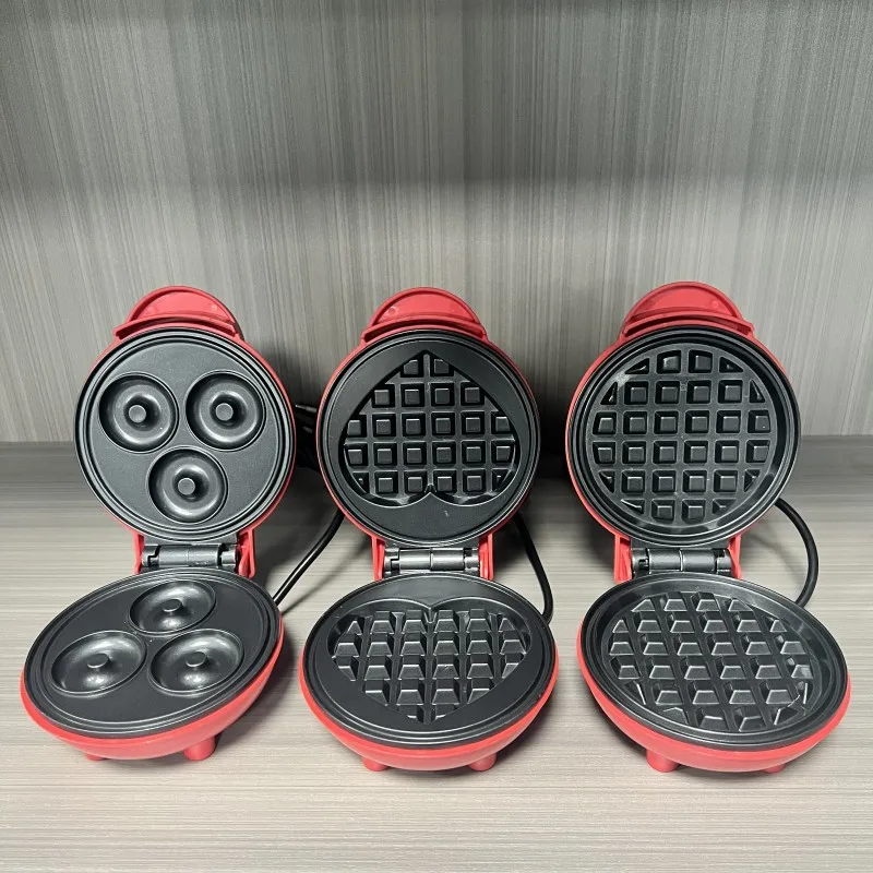 Mini Pancake Griddle - เครื่องทำวาฟเฟิลรูปหัวใจขนาดเล็กอเนกประสงค์ เครื่องปิ้งขนมปังแบบสองด้าน เครื่องอบขนมแบบพกพาสำหรับงานเลี้ยงครอบครัว