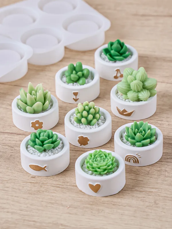 Potsticker Mold - รอบเทียนถ้วยผู้ถือแม่พิมพ์ซิลิโคนซีเมนต์คอนกรีตดอกไม้ Love รูปแบบดอกไม้หม้อดินแม่พิมพ์ขี้ผึ้งกล่องเครื่องมือตกแต่งบ้าน