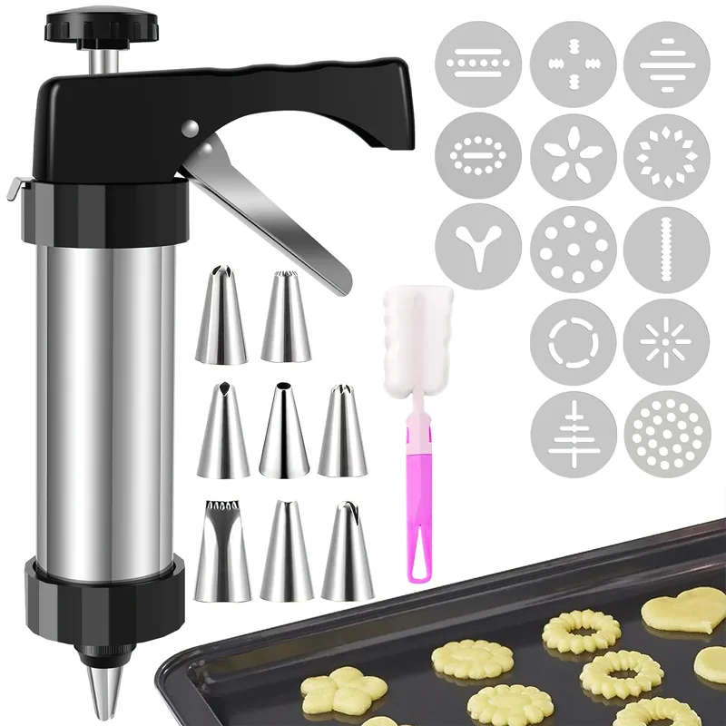 Churros Maker Gun - เครื่องทําคุกกี้สแตนเลส Churros Gun มัลติฟังก์ชั่นคุกกี้กด 13 แผ่นและ