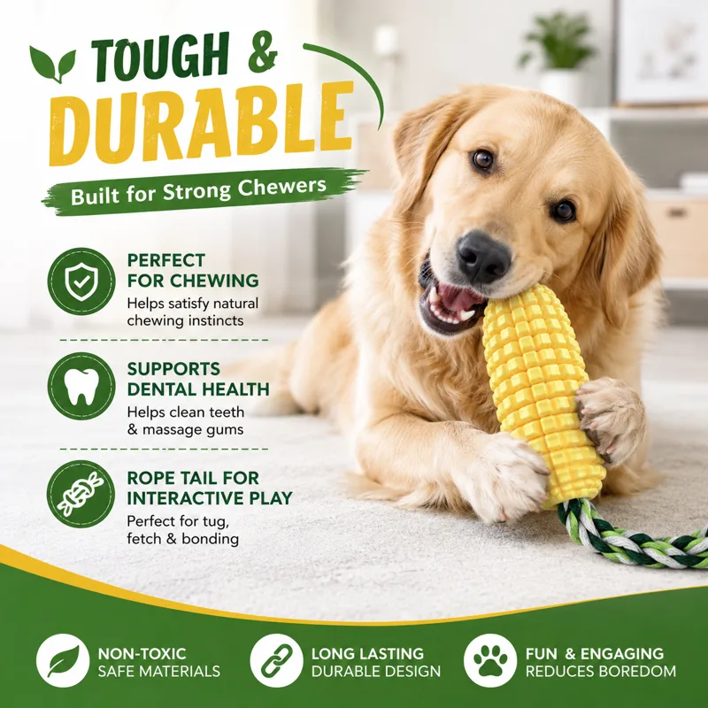 Corn Dog Stick - ของเล่นสุนัขรูปข้าวโพด สำหรับสุนัขที่ชอบกัดแทะ ช่วยดูแลสุขภาพฟัน ทำความสะอาดฟัน ไม่เป็นพิษ ของเล่นฝึกสมองสำหรับสัตว์เลี้ยง