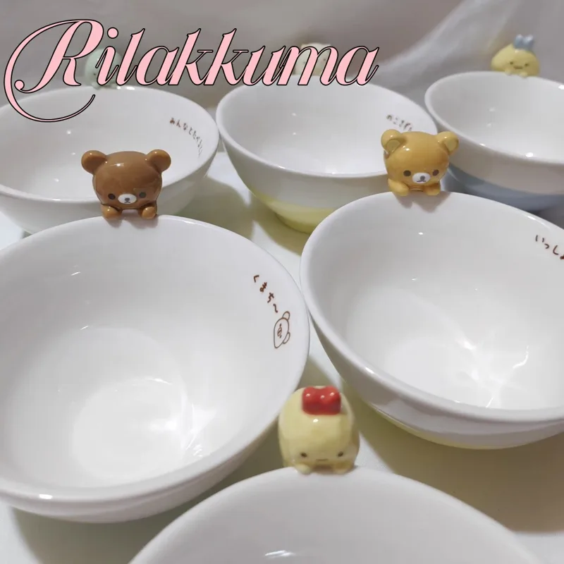 Dim Sum Basket - Rilakkuma การ์ตูนชามเซรามิค Kawaii 3d ตุ๊กตาเด็กชามก๋วยเตี๋ยวข้าว Animation