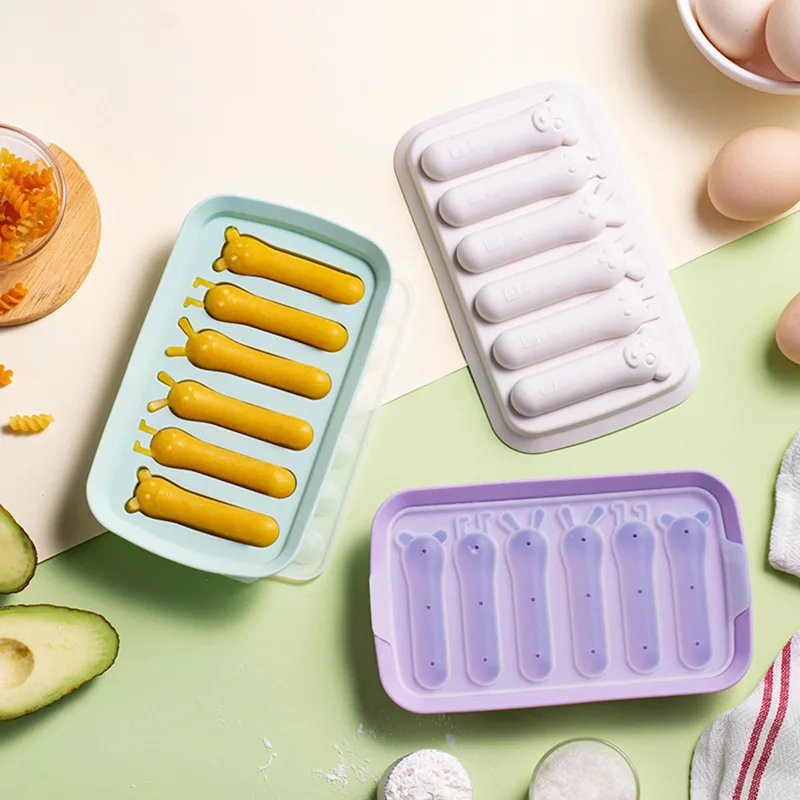Hot Dog Press - ไส้กรอกแม่พิมพ์ 6 กริดซิลิโคน DIY แฮมสุนัขร้อนทําแม่พิมพ์พร้อมฝาปิดครัวในครัวเรือนไส้กรอกเค้กเบเกอรี่เครื่องมือแม่พิมพ์
