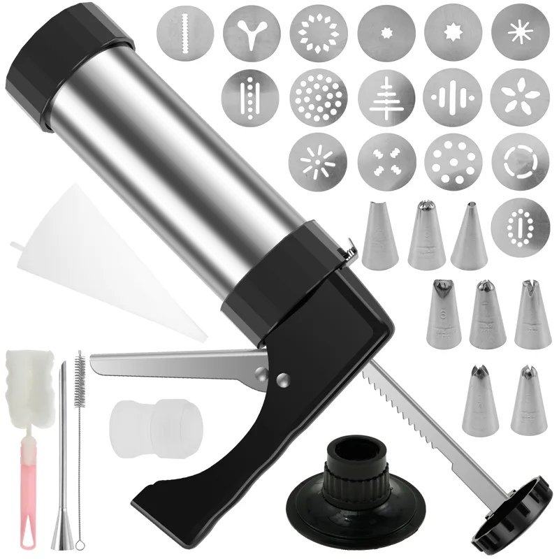 Churros Maker Gun - ชุดหัวกดคุกกี้สแตนเลส ชุดอุปกรณ์ทำคุกกี้ เครื่องทำชูโรส ชุดเครื่องทำชูโรส ชุดอุปกรณ์ทำบิสกิต อุปกรณ์อบขนม