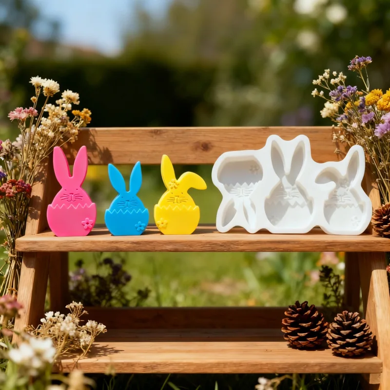Bunny Cake Mold - แม่พิมพ์ซิลิโคนรูปกระต่ายสำหรับทำของตกแต่งอีสเตอร์ แม่พิมพ์เค้กรูปกระต่าย แม่พิมพ์ปูนซีเมนต์สำหรับทำของตกแต่งอีสเตอร์ รูปกระต่ายในเปลือกไข่