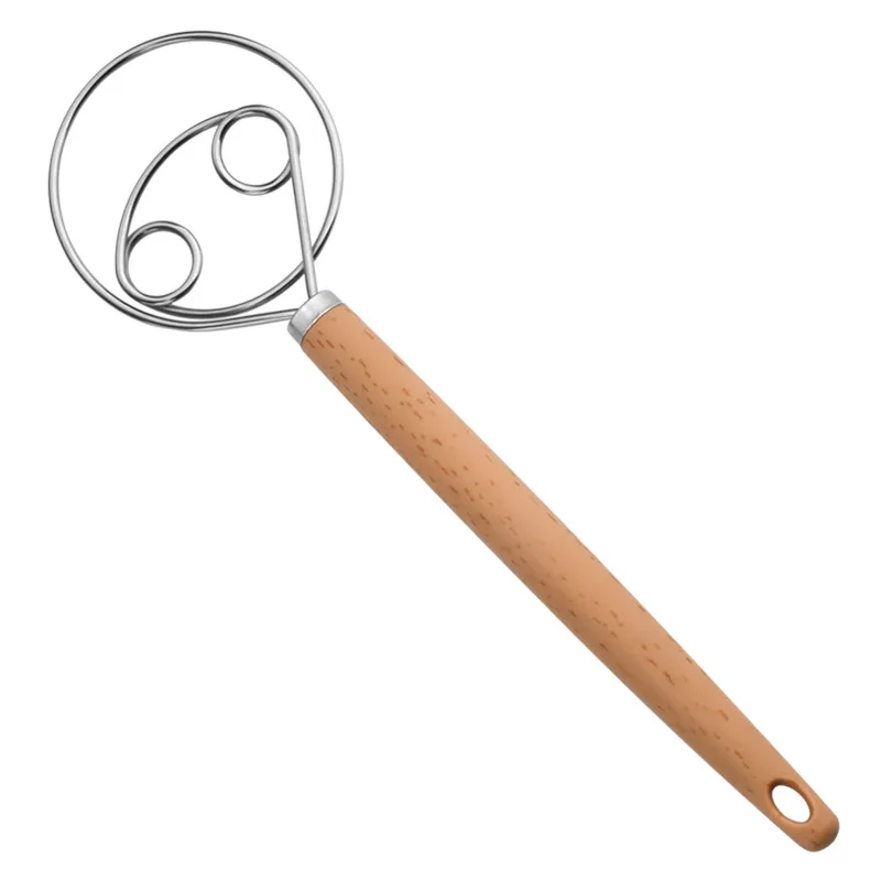Danish Pancake Pan - เครื่องผสมแป้งแบบมือถือขนาด 10 นิ้ว สำหรับทำขนมปังเดนมาร์ก วัสดุสแตนเลส พร้อมด้ามจับไม้