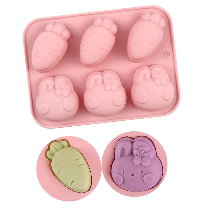 Bunny Cake Mold - แม่พิมพ์ซิลิโคนลายการ์ตูน รูปกระต่าย แครอท สำหรับทำคุกกี้ ช็อกโกแลต ลูกอม