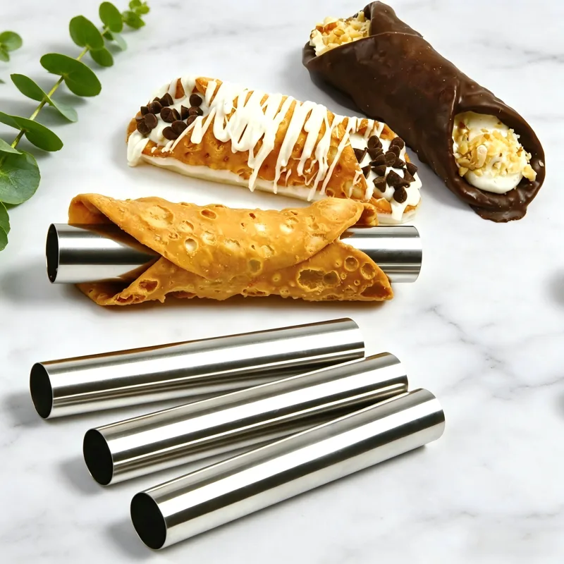 Danish Pancake Pan - หลอดคานโนลี 10/20 ชิ้น, สแตนเลสเกรดอาหาร, แม่พิมพ์ขนมอบแบบไม่ติดและนำกลับมาใช้ใหม่ได้, อุปกรณ์ทำขนมสำหรับครัวซองต์เดนิชและโรลครีม