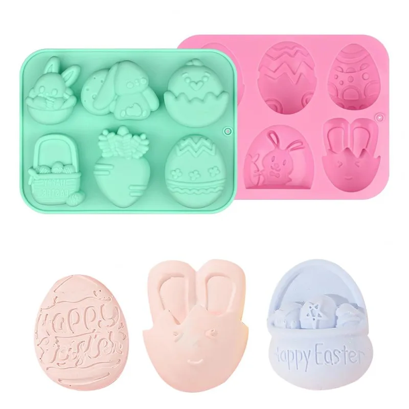 Bunny Cake Mold - แม่พิมพ์ช็อกโกแลตรูปกระต่าย 4 ชิ้น แม่พิมพ์ซิลิโคนรูปกระต่าย ไม่ติดกระทะ ถาดอบขนมเค้ก