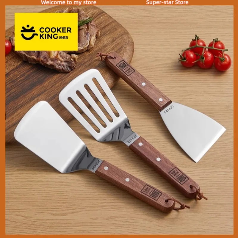 Okonomiyaki Spatula - ไม้พายสแตนเลส COOKER KING และที่ขูดตะแกรงย่าง ไม่ติดกระทะ ทนทาน