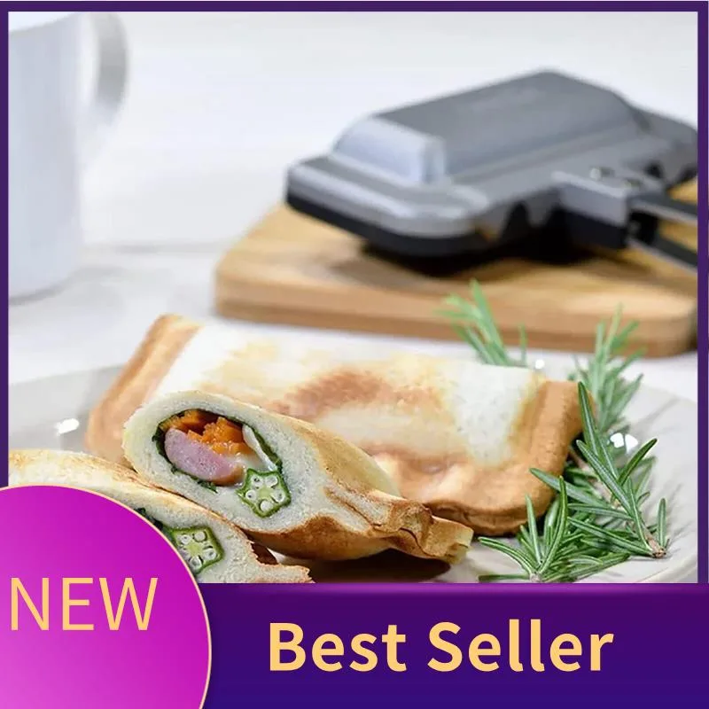 Hot Dog Press - เครื่องทําแซนวิชอาหารเช้า,เครื่องทําแซนวิช,เครื่องปิ้งขนมปังฮอทดอก,กดภาชนะกระทะนอนสติ๊กกระทะแพนเค้กหม้อหุงใช้งานง่าย