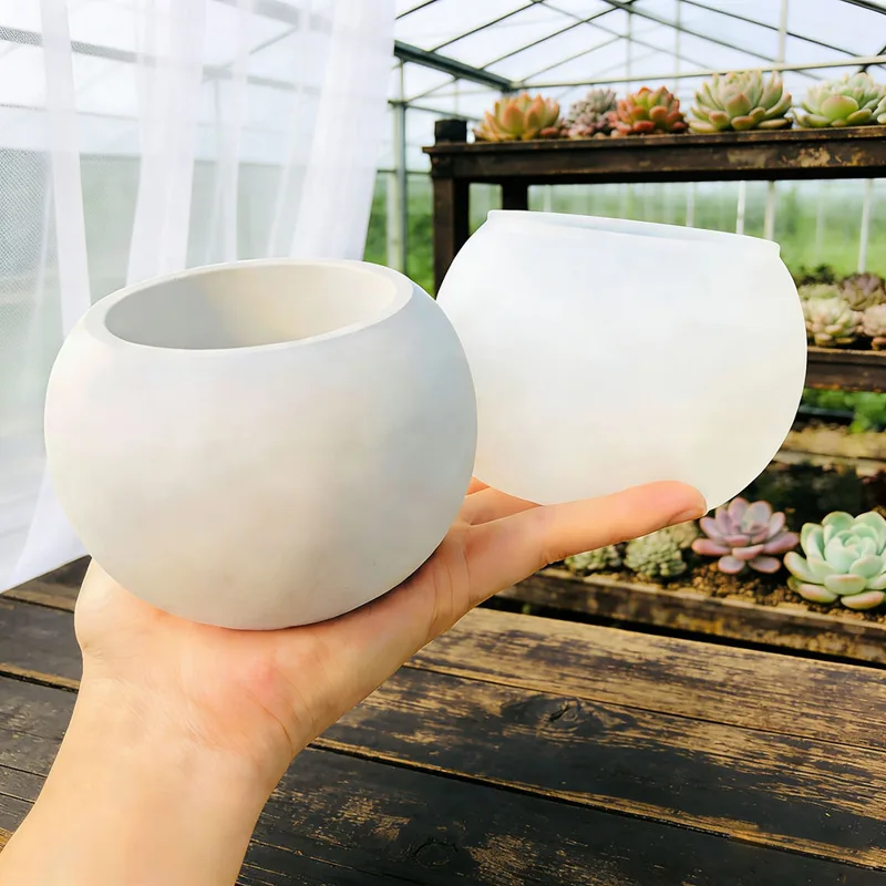 Potsticker Mold - แม่พิมพ์ซิลิโคนรูปทรงกลมสำหรับทำกระถางดอกไม้ DIY กล่องเก็บของ ถ้วยเทียน ภาชนะเรซิ่นยิปซั่ม ภาชนะอีพ็อกซี่