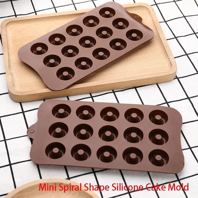 Donut Mold Silicone - ถาดซิลิโคนสำหรับทำโดนัทขนาดเล็กถาดอบขนมโดนัท15ช่องอุปกรณ์ทำขนมโดนัทช็อคโกแลต3D อุปกรณ์ทำขนมแม่พิมพ์ขนมเครื่องมือในครัว1ชิ้น