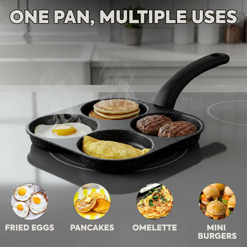 Egg Waffle Pan - กระทะทอดไข่ กระทะแพนเค้กแบบไม่ติด 4 ช่อง กระทะทำแพนเค้ก กระทะไข่