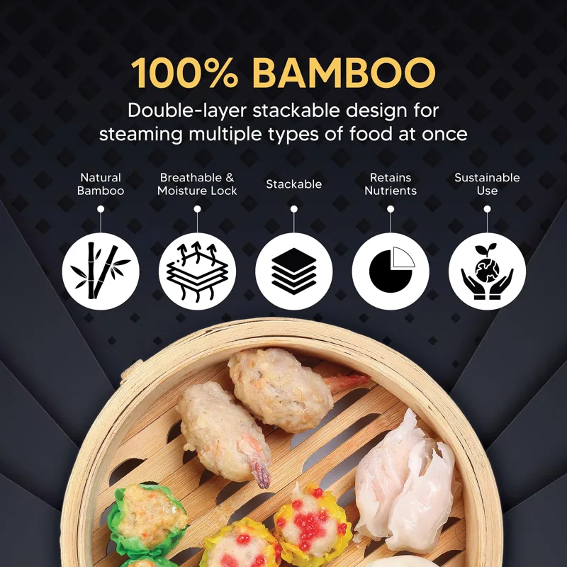 10 นิ้วไม้ไผ่อาหาร Steamer พร้ - Bao Steamer Bamboo บทวิจารณ์และราคา