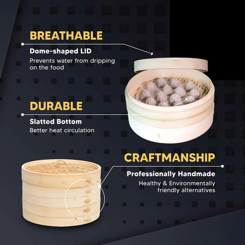 10 นิ้วไม้ไผ่อาหาร Steamer พร้ - Bao Steamer Bamboo บทวิจารณ์และราคา