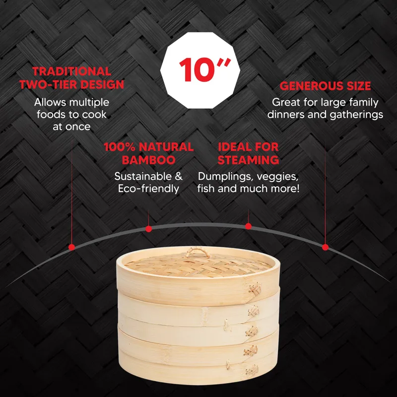 10 นิ้วไม้ไผ่อาหาร Steamer พร้ - Bao Steamer Bamboo บทวิจารณ์และราคา