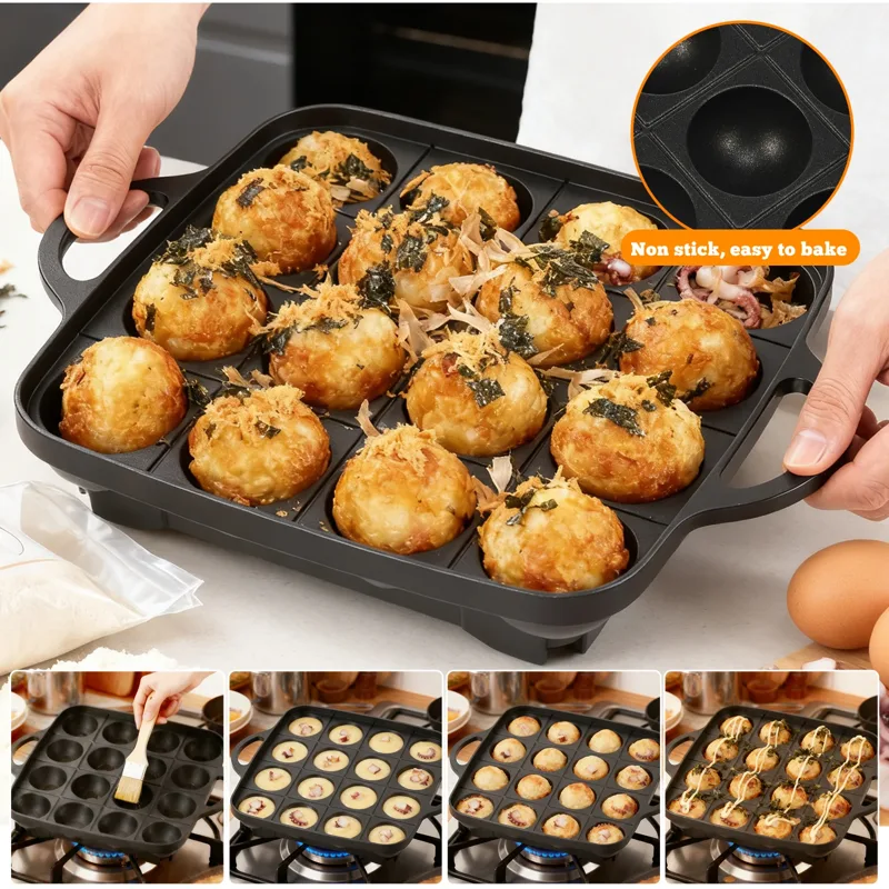 กระทะทาโกะยากิ 16 หลุม ทำจากอล - Takoyaki Grill Plate บทวิจารณ์และราคา