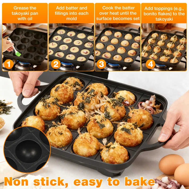 กระทะทำทาโกะยากิ 16 หลุม เครื่ - Takoyaki Grill Plate บทวิจารณ์และราคา
