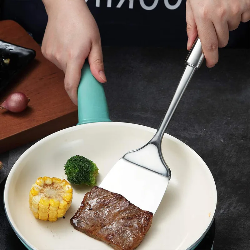 ตะหลิวสแตนเลสด้ามยาวแบบมีร่อง  - Okonomiyaki Spatula บทวิจารณ์และราคา