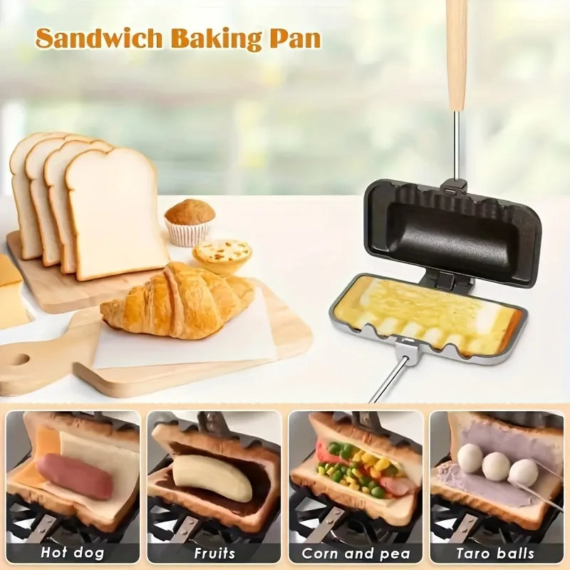 1pcs อาหารเช้าเครื่องทําแซนวิช - Hot Dog Press บทวิจารณ์และราคา