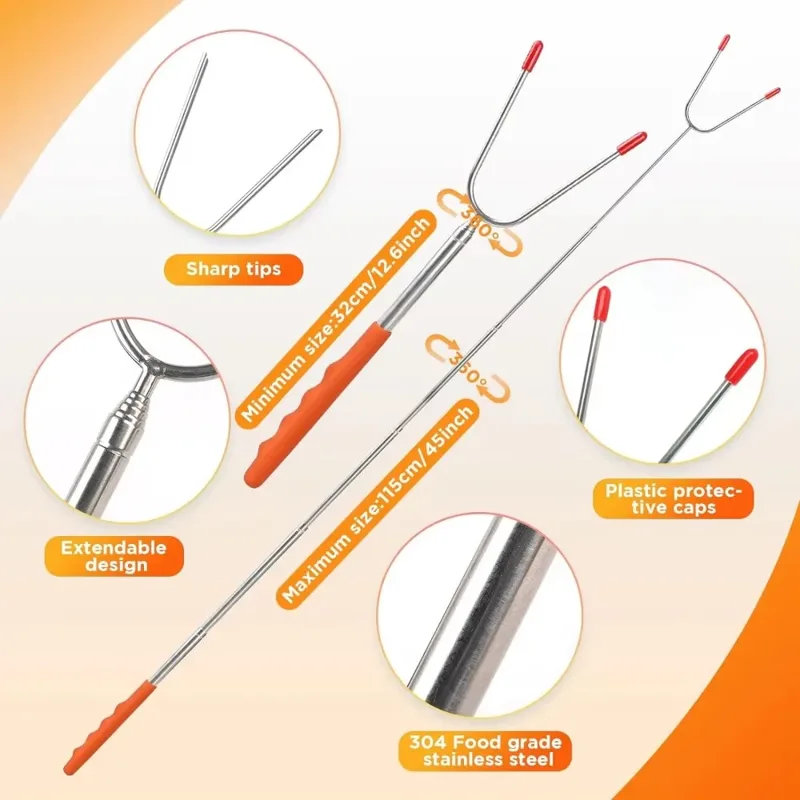 5/6/10pcs Telescopic BBQ Forks - Hot Dog Press บทวิจารณ์และราคา