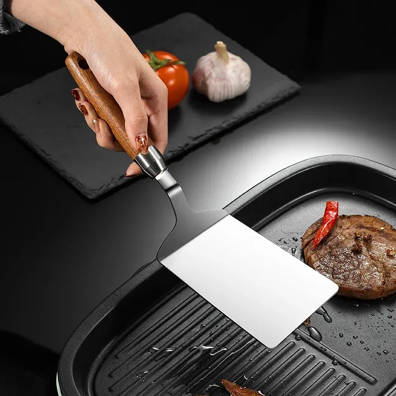สแตนเลสสตีลสแควร์หัวสเต็กทําอา - Okonomiyaki Spatula บทวิจารณ์และราคา